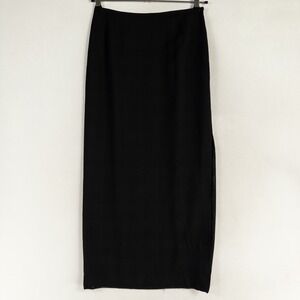 Barry Bricken Collection Maxi Skirt Sz 8 Black Woven Lined Minimalist Vintage